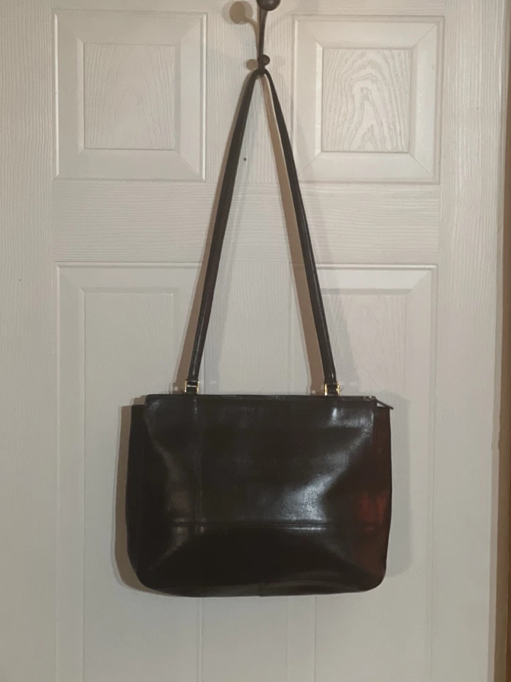  Vintage Etienne Aigner Genuine Soft Leather Large Shoulder Tote Bag Black  - Image 2 of 4