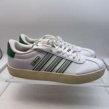 Women  s Size 10 Adidas VL Court 3.0 White Semi Court Green Excellent Condition