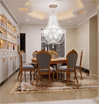 Silver Luxury Crystal Chandelier LED 40'' Light Ceiling Pendant Fixtures Lighting