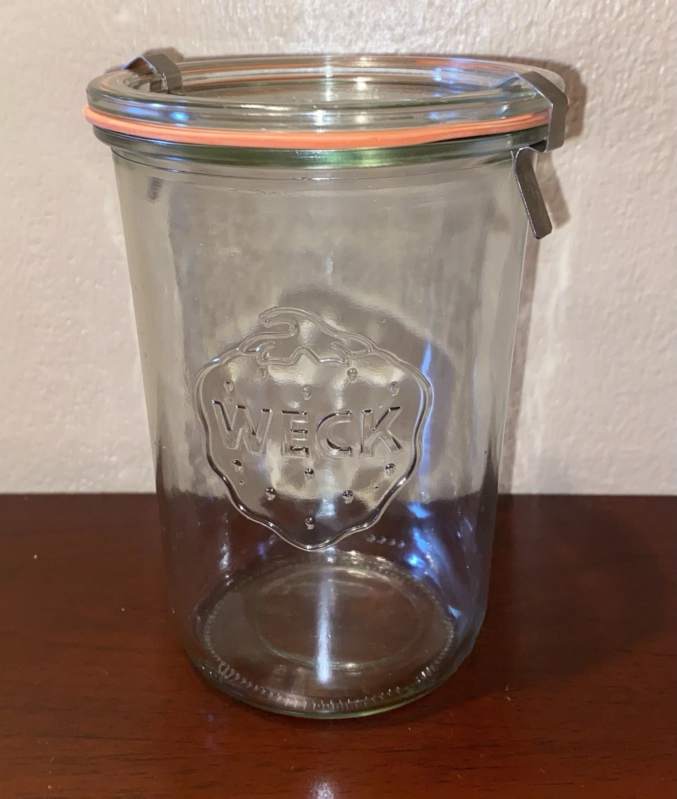 Vintage Weck Rundrand Glass 100 Strawberry Logo 28oz Jar with Lid, Gasket &Clips