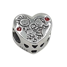 Silver Heart Charm Bead for Jewellery Making  Single Piece