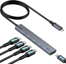 USB C Hub 10Gbps, 4 Port USB 3.2 Gen 2 Hub, USBC to USB-C Hub with -C Power Port