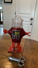 Robby Red Robot Toy With Key Wind Up Walking