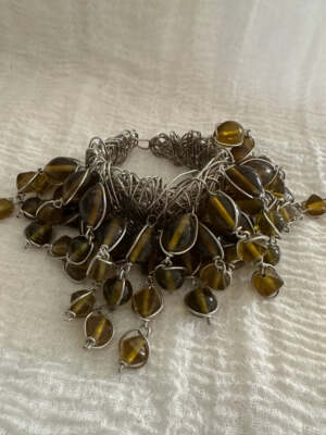 DAYNE DuVALL HANDMADE Glass Beads on Silver Plate Cuff
