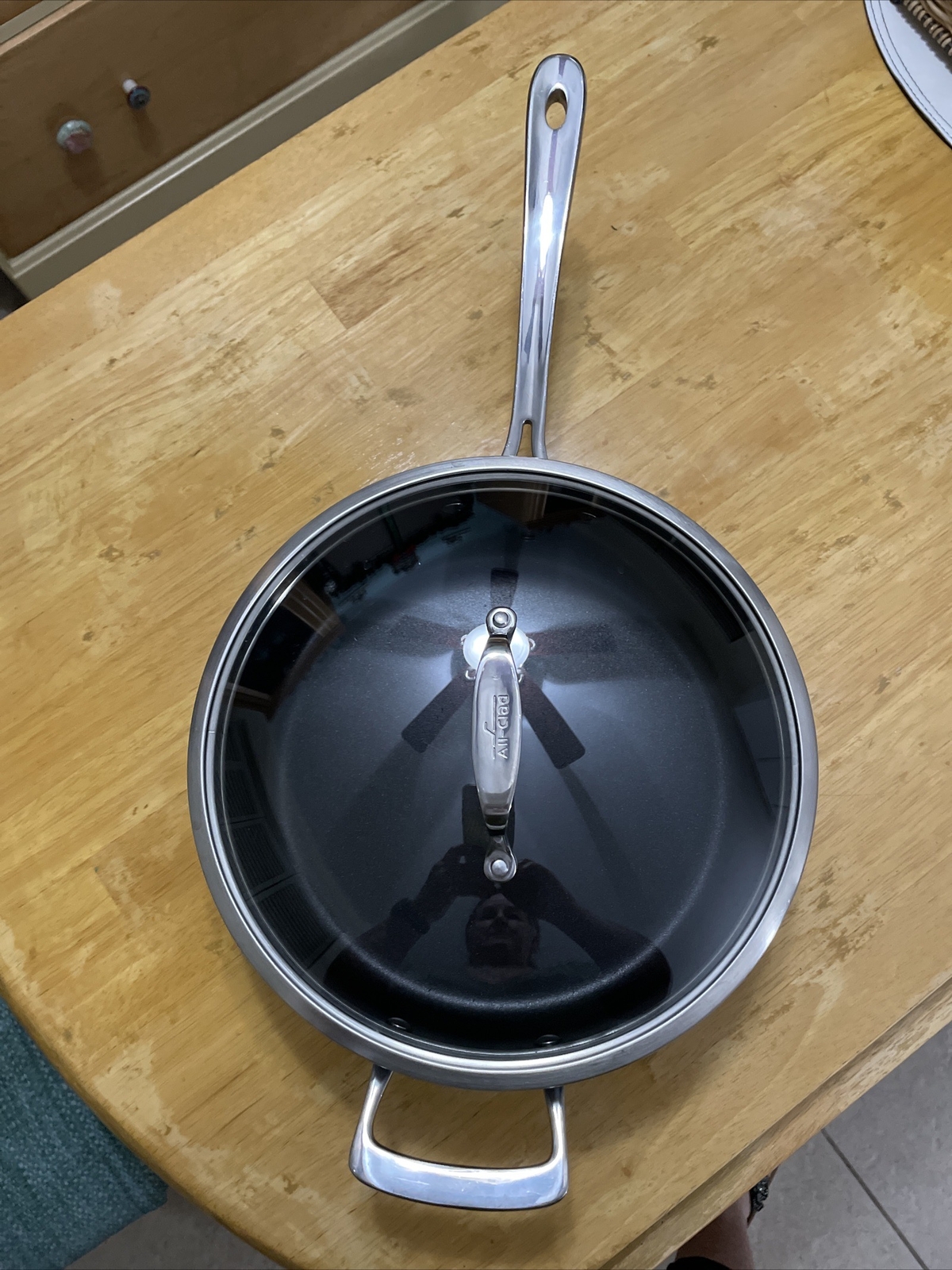 All-Clad d5 Polished 5-ply Stainless-Steel 4-Qt Sauté Pan, with lid