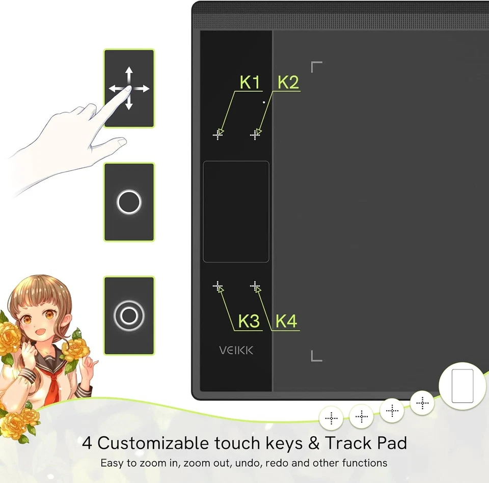 VEIKK A30 Graphics Drawing Tablet 10x6 Inch 8192 Levels Pen - Image 2 of 4