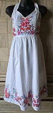 Asos Dress Ivory Sundress Colorful Multicolor Floral Embroidery Size 4