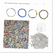 Assorted Mixed Colors 4mm 6/0 Gl Pony Beading Seed Kit - Large Bulk Set for DIY