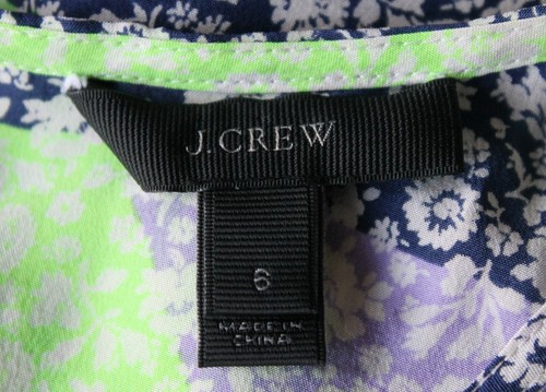 J Crew Windowpane Floral Silk Neon Green Purple Patchwork Tank Sleeveless Size 6 - Picture 8 of 10