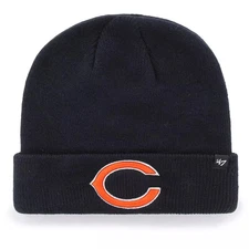 Chicago Bears ‘47 Brand Adult Navy Raised Cuff Knit Winter Beanie Hat Cap OSFM