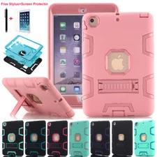 Hybrid Shockproof Heavy Duty Stand Case Cover For iPad Mini 2/3/4/6 iPad Air Pro