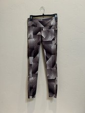 Athleta Womens Straight Leg Yoga Pants Size S Brown Geometric Print Stretch Gym