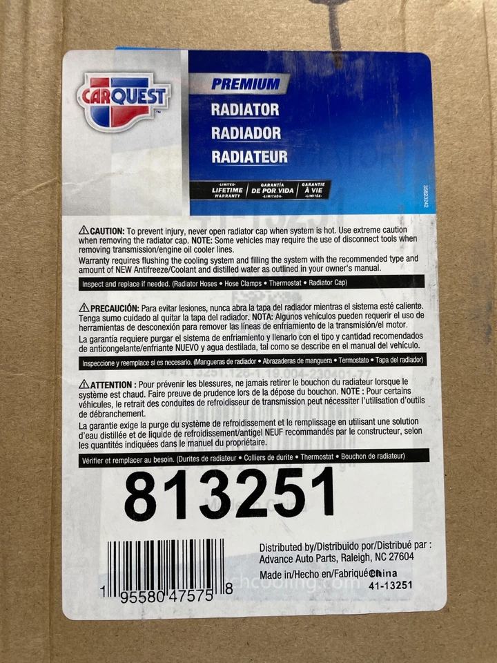 Radiador Carquest Premium 813251 para Toyota 4Runner ('10-'20) - Imagem 2 de 2