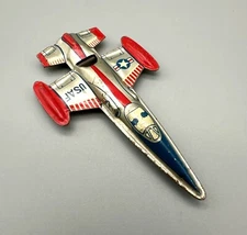 Vintage Tin Litho Japan Airplane Whistle USAF Jet Plane Toy 3" Works