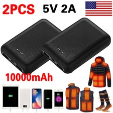 2PCS Battery Pack for Heated Vest Jacket Pants Scarf Socks Coat USB Power Bank
