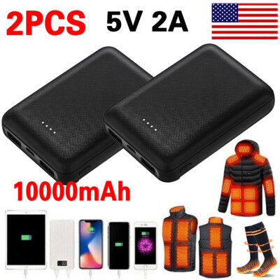 #ad 2PCS Battery Pack for Heated Vest Jacket Pants Scarf Socks Coat USB Power Bank $32.99