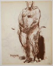 Drawing 4 of 6, Ink/Pastel, hand signed, by Social Realist Painter Moses Soyer