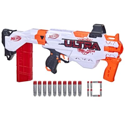 NERF Ultra Focus Blaster, 10 AccuStrike Ultra Darts, Clip-Magazin