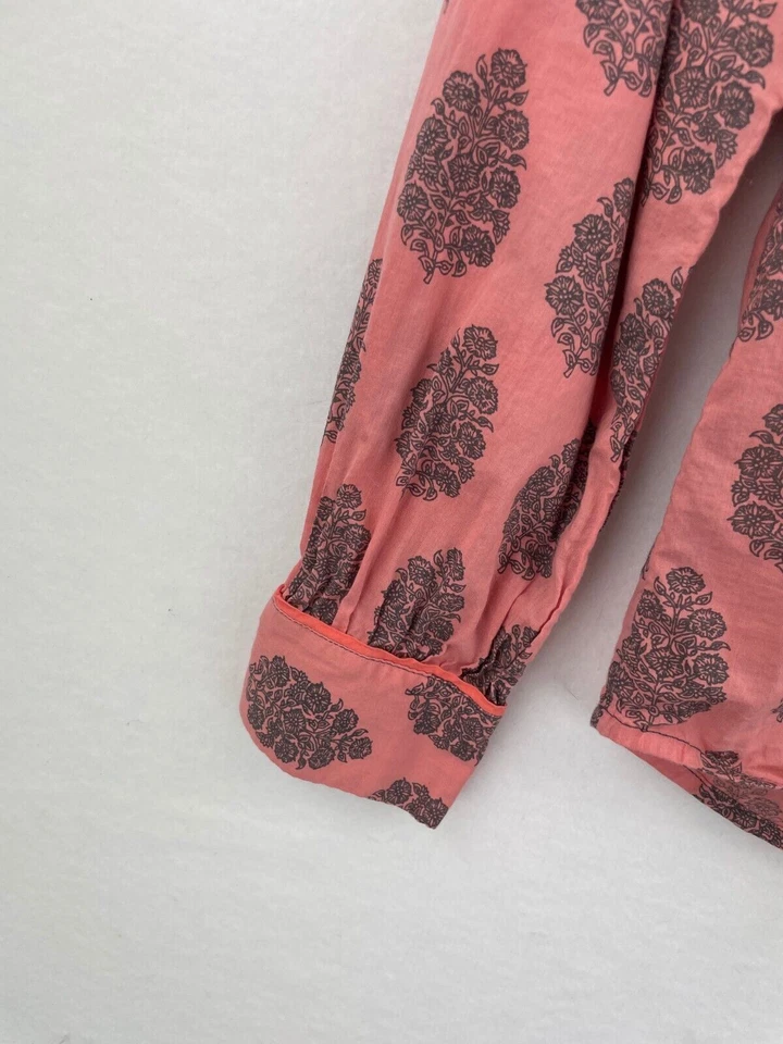 Catálogo Sundance Blusa Campesina Pequeña Top Rosa Damasco Estampado Botón Mujer B53-15 Foto 4 de 4