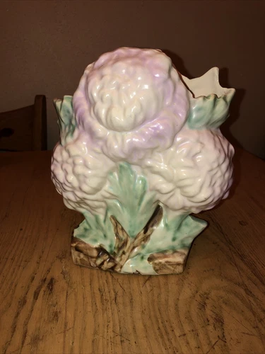 Vintage McCoy Pottery Chrysanthemum Lilac Figurial Vase Pink Flower Planter 8”