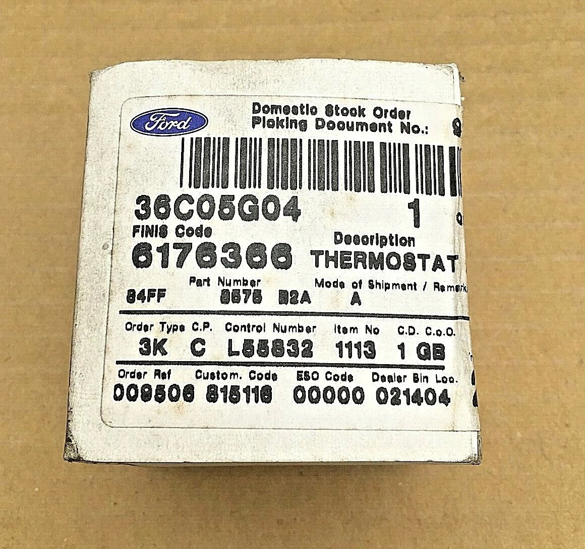 Ford Thermostat - 6176366, 84FF8575B2A *Genuine New Ford Part made 
