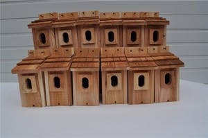 3 BLUEBIRD BIRD HOUSES NEST BOX CEDAR SHAKE ROOF PETERSON OVAL OPENING FREE S//H
