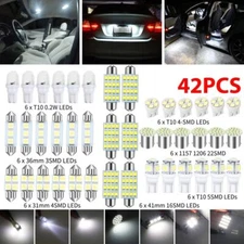 42PCS Car Interior Combo LED Map Dome Door Trunk License Plate Light Bulbs White