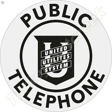 Public Telephone 11.75" Round Metal Sign