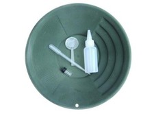 12" Seasoned GREEN Gold Pan  Panning Kit, Snuffer, Magnifier  Vial