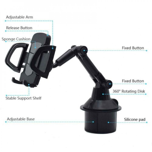 Versione Aggiornata Universale Regolabile Supporto Auto Tazza Culla per Cellulare - Foto 10 di 12