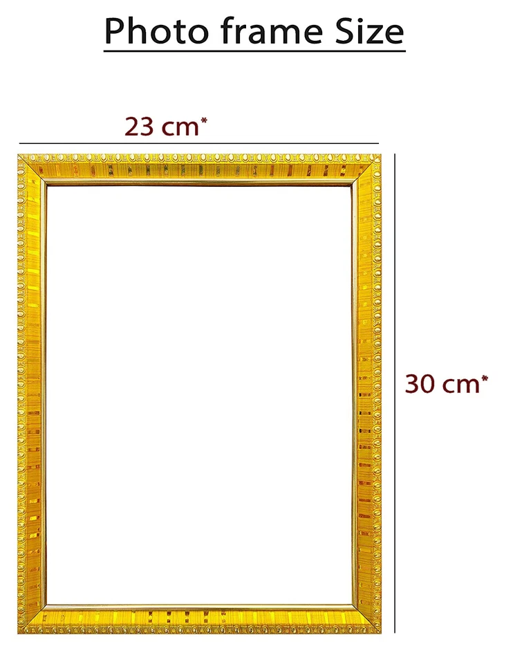 Marco de fotos de madera sintética del Señor Laxmi Ganesh Saraswati Kuber Ji, (30 x 23 cm) Foto 2 de 3