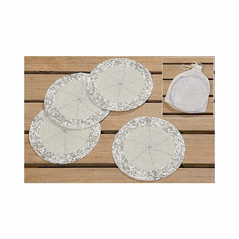 Untersetzer Lanie 5tlg. D10cm creme Glasuntersetzer Getränkeuntersetzer Chic Neu - Bild 1 von 1