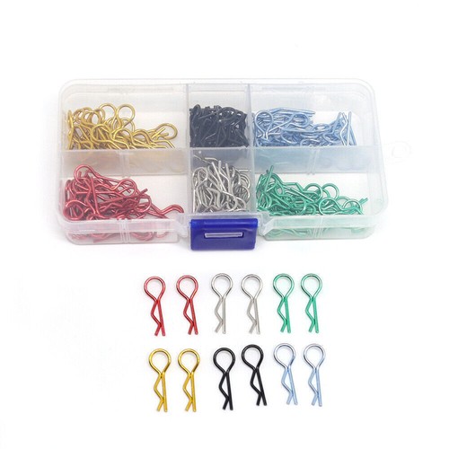 6 Colors 180 PCS 1/10 1/12 RC Car Body Shell Clip Stainless Steel R Shape Pin - Picture 5 of 7