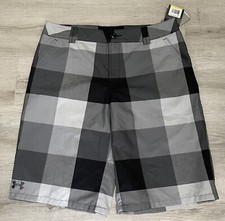 Boys Size Medium Under Armour Grey Black Checkered Shorts