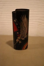 Vintage Cigarette Lighter Cover Taiwan Case Cloisonne Flag Eagle
