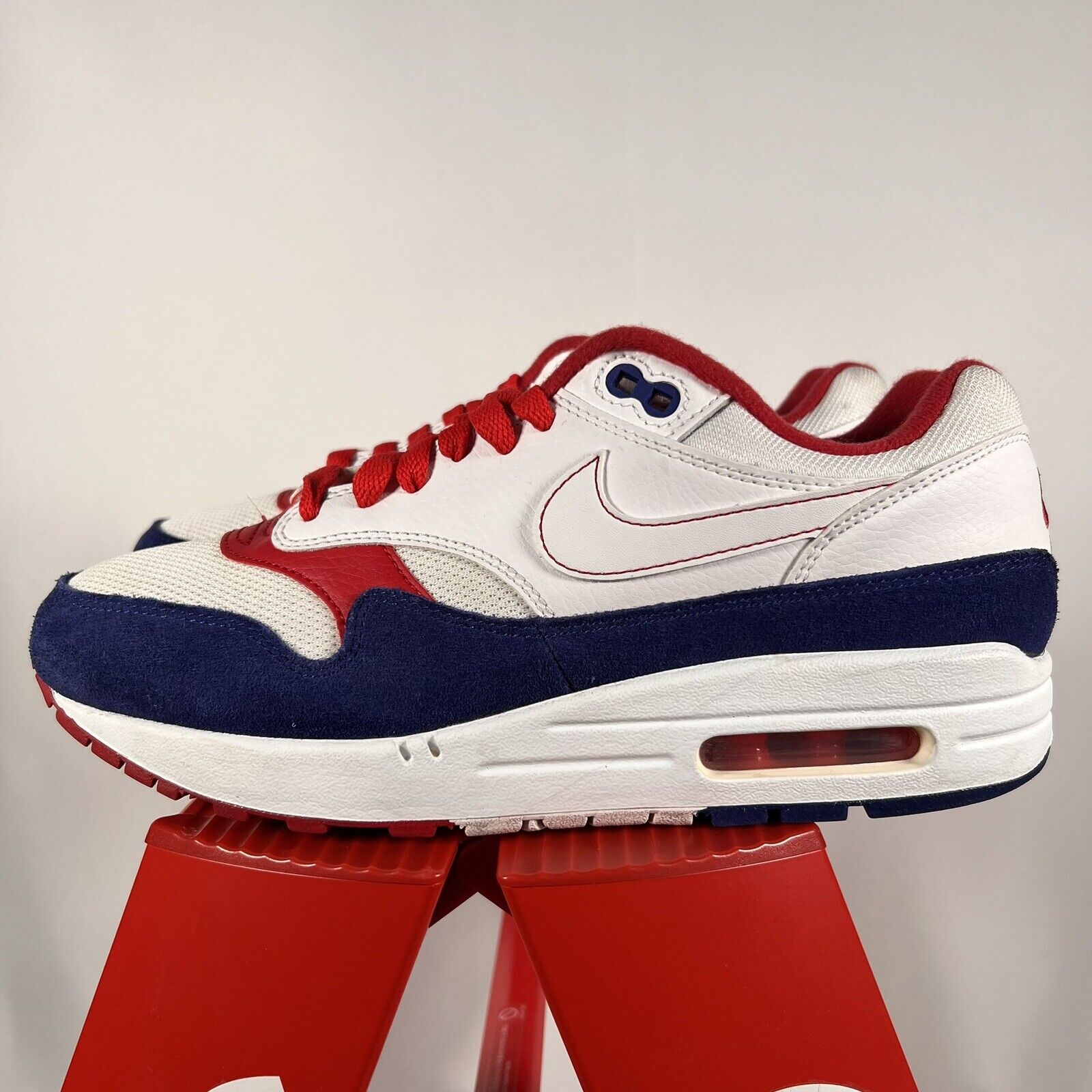 Rechtzetten handig ontsmettingsmiddel Nike Air Max 1 White Red Blue USA (CJ9927-100) Size: 7 | eBay