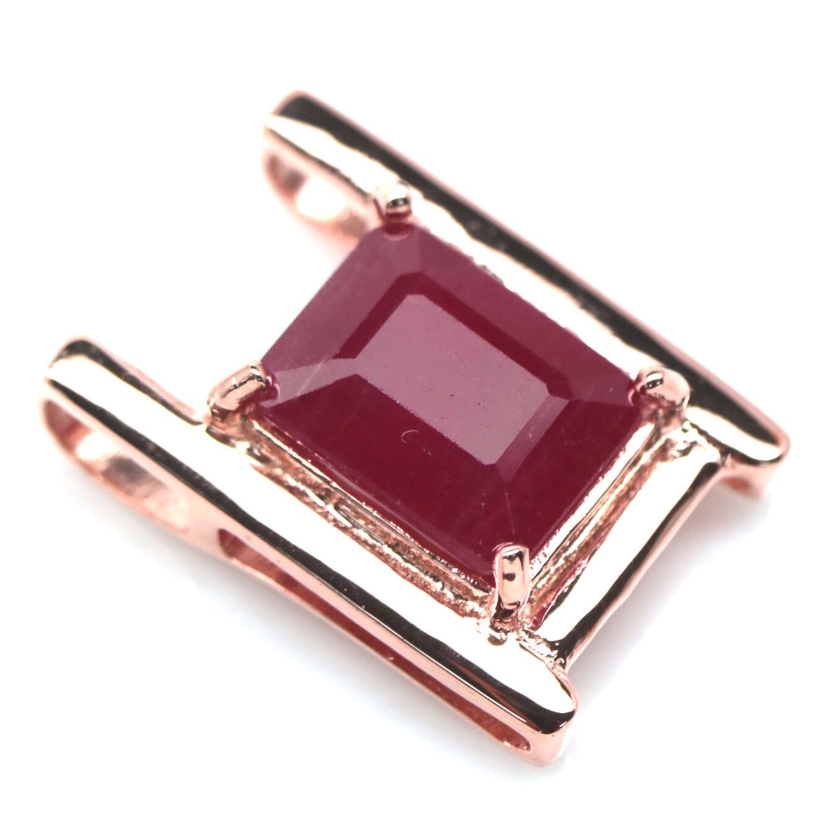 925 Sterling Silver 18K Gold Plated 9 x 11 mm. Red Ruby Pendant | eBay