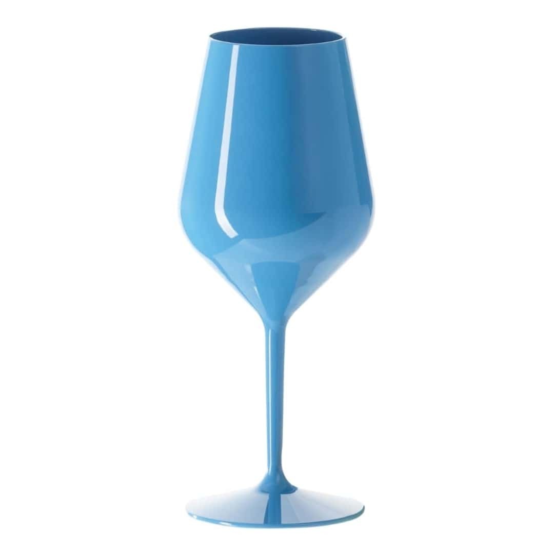 Glass Wine Cocktail Unbreakable Blue 470cc Goldplast For Parties And Pools