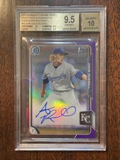 2015 BOWMAN CHROME DRAFT DP PURPLE REFRACTORS ASHE RUSSELL BGS 9.5 AUTO 10
