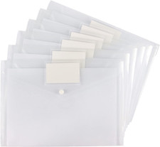Clear Document Folders 6-Pack with Label Pocket and Snap Button, A4/Letter Size