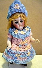 French DRESS + HAT only For a 5" MIGNONETTE KESTNER ALL BISQUE  ANTIQUE DOLL