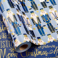 Wikadlik Wendbares Weihnachts-Geschenkpapier – Mini-Rolle – LuxuriöSes Blaues Nu