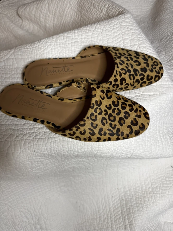 Nanette Lepore Ester Mujer Leopardo Tobogán Planos Mula EE. UU. Talla 7M Foto 2 de 4