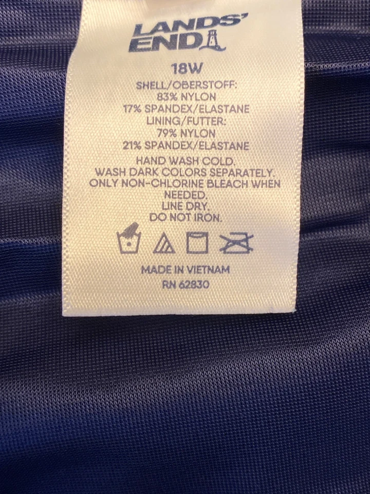 Conjunto de Traje de Baño Tankini Lands End 18W Azul Correas Ajustables Falda Acanalada Parte Inferior Foto 3 de 4