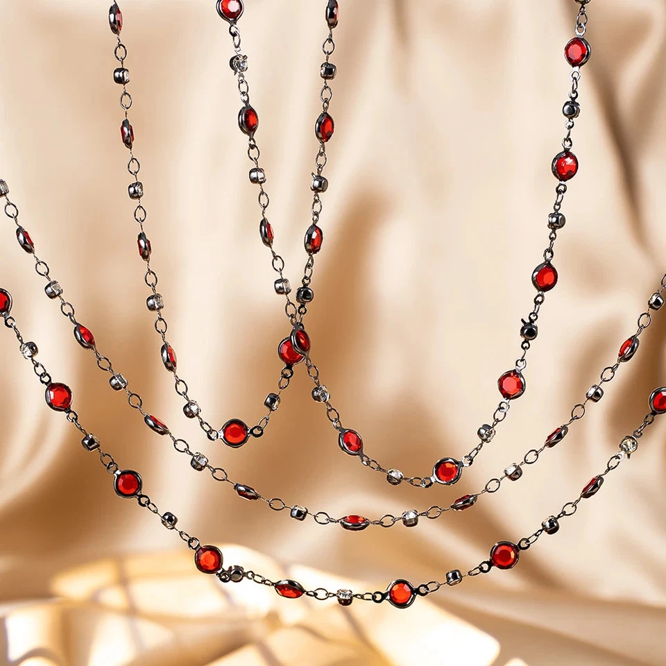 0,5–1 m Cristal Rojo Redondo Cuentas Cobre Cadena Negro Hágalo Usted Mismo Collar Pulsera Joyería Foto 4 de 4