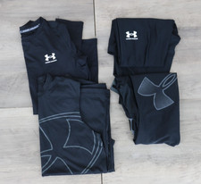 Under Armour Boys Youth Medium Athletic Lot Compression Shirt Pants Black
