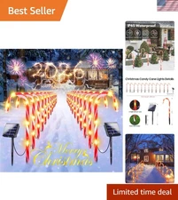 Festive Solar Candy Cane Christmas Lights: 24 Pack, Durable & Weather-Resistant