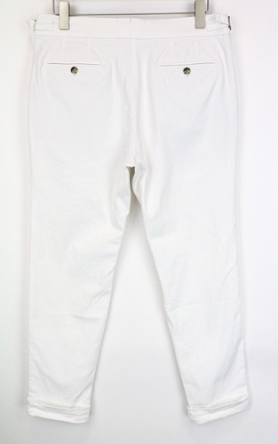 Suitsupply Braddon Herren Hose UK38R Baumwolle Stretch Altweiß Seite Justierer - Bild 2 von 14