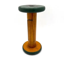 Vintage Wooden Thread Spool Bobbin Green Ends Rustic Cottagecore Farmhouse Decor