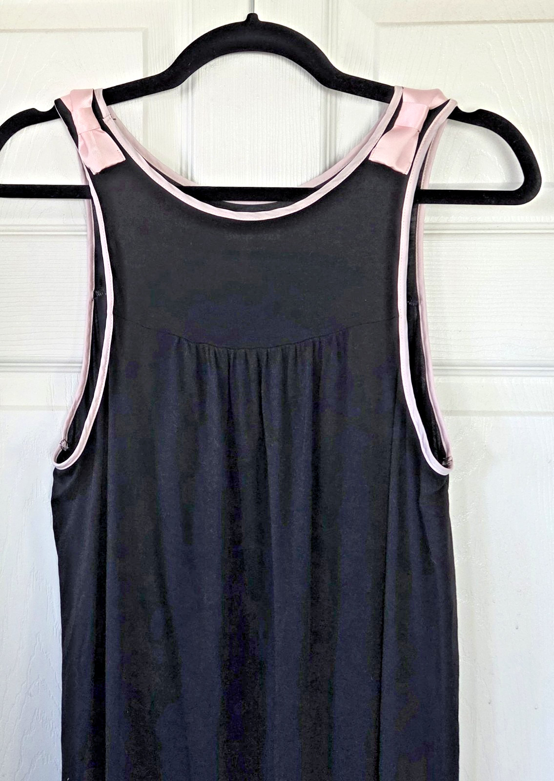 KATE SPADE Black Sleeveless Chemise Nightgown Pink Bows Women's Size M thumbnail 2